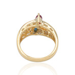18K Yellow Gold Diamond + Ruby + Sapphire Ring // Ring Size: 6 // Pre-Owned