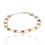 18K Yellow Gold Pear Shape Multi Sapphire Double Line Bracelet // 7.5" // Pre-Owned