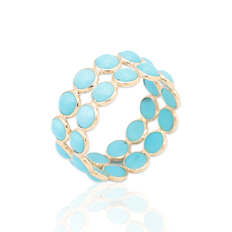 14K Yellow Gold Turquoise Cabochon Ring // Ring Size: 7 // Pre-Owned