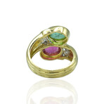 18K Yellow Gold Diamond + Tourmaline Ring // Ring Size: 7 // Pre-Owned