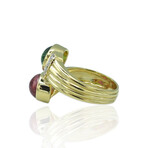 18K Yellow Gold Diamond + Tourmaline Ring // Ring Size: 7 // Pre-Owned