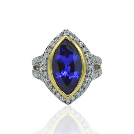 18K Yellow Gold + 18k White Gold Diamond + Tanzanite Ring // Ring Size: 7.5 // Pre-Owned