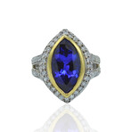 18K Yellow Gold + 18k White Gold Diamond + Tanzanite Ring // Ring Size: 7.5 // Pre-Owned