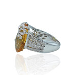 14K White Gold Citrine + Diamond Ring // Ring Size: 7.25 // Pre-Owned