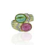 18K Yellow Gold Diamond + Tourmaline Ring // Ring Size: 7 // Pre-Owned