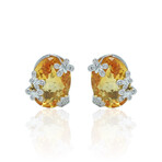 14K White Gold Citrine + Diamond Earrings // Pre-Owned