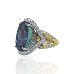 18K Yellow Gold + Platinum Diamond + Sapphire Ring // Ring Size: 6.75 // Pre-Owned