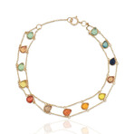 18K Yellow Gold Pear Shape Multi Sapphire Double Line Bracelet // 7.5" // Pre-Owned