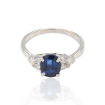 Platinum Diamond + Sapphire Ring // Ring Size: 6 // Pre-Owned