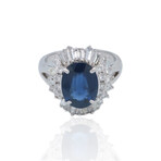 Platinum Diamond + Sapphire Ring // Ring Size: 5 // Pre-Owned