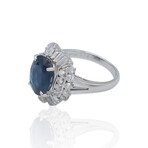 Platinum Diamond + Sapphire Ring // Ring Size: 5 // Pre-Owned