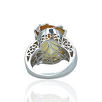 14K White Gold Citrine + Diamond Ring // Ring Size: 7.25 // Pre-Owned