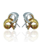 Estate // 18K Yellow Gold + 18K White Gold Earrings // Pre-Owned
