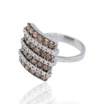 18K White Gold Diamond + Brown Diamond Ring // Ring Size: 6 // New