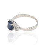 Platinum Diamond + Sapphire Ring // Ring Size: 6 // Pre-Owned