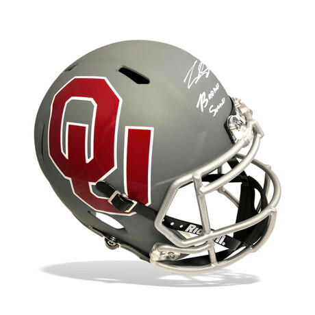 CeeDee Lamb // Oklahoma Sooners // Signed Oklahoma AMP Helmet With "Boomer Sooner" Inscription