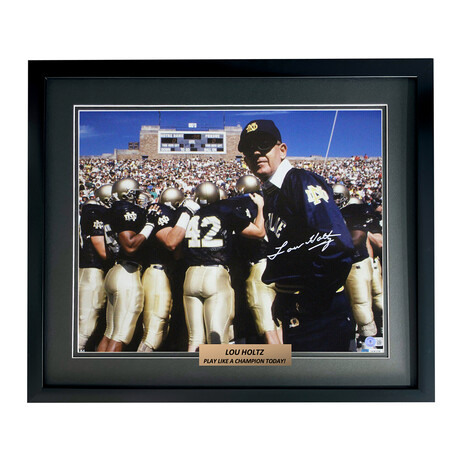 Lou Holtz // Notre Dame 20x16 Photo // Signed + Framed