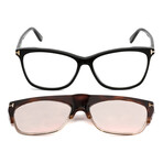 Women's Blue-Light Blocking Glasses + Sunglasses Clip-On // Shiny Black + Tortoise + Pink