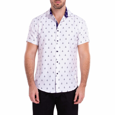 Oh Buoy' Short Sleeve Button Up Shirt // White (XS)