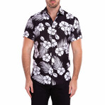 Basic Beach' Short Sleeve Button Up Shirt // Black (XL)