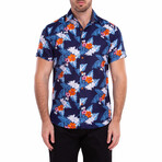 Might Just Steal Your Beach' Short Sleeve Button Up Shirt // Navy (XS)