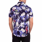 Grower' Floral Short Sleeve Button Up Shirt // Navy (S)