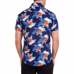 Might Just Steal Your Beach' Short Sleeve Button Up Shirt // Navy (XS)