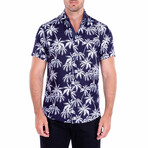 Keep Palm' Short Sleeve Button Up Shirt // Navy (M)