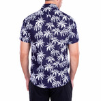 Keep Palm' Short Sleeve Button Up Shirt // Navy (XL)