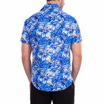 Toucan Play At That Game' Short Sleeve Button Up Shirt // Blue (L)