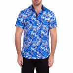 Toucan Play At That Game' Short Sleeve Button Up Shirt // Blue (S)