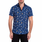 It's Naut You It's Me' Short Sleeve Button Up Shirt // Navy (XS)
