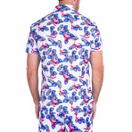 Flocking Amazing' Flamingo Short Sleeve Button Up Shirt // White (XL)