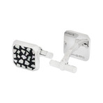 Dunhill Faceted Shell Sterling Silver + Enamel Cufflinks // JSB82D5H // Store Display