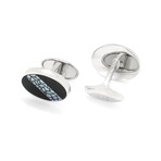 Dunhill Shell Stripe Sterling Silver Cufflinks // 18FUS8215040TU // Store Display