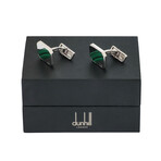 Dunhill Longtail Stripe Silver + Green Sterling Silver Cufflinks // 18FUS8211040TU // Store Display