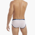 Cotton Stretch No-Show Brief 4-Pack // Blue Topaz + Star Print + Raspberry Wine + Americana Pop (L)