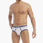 Cotton Stretch No-Show Brief 4-Pack // Blue Topaz + Star Print + Raspberry Wine + Americana Pop (L)