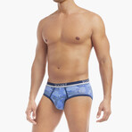 Cotton Stretch No-Show Brief 4-Pack // Camelia + Festive Stripe + Dazzling Blue + Camo (L)