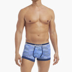 Cotton Stretch No-Show Trunk 4-Pack // Camelia + Festive Stripe + Dazzling Blue + Camo (L)