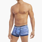 Cotton Stretch No-Show Trunk 4-Pack // Camelia + Festive Stripe + Dazzling Blue + Camo (S)