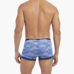 Cotton Stretch No-Show Trunk 4-Pack // Camelia + Festive Stripe + Dazzling Blue + Camo (S)