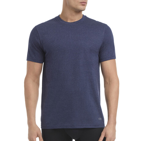 Performance Cotton Crew Neck 3-Pack // Heather Navy + Heather Denim + Heather Blue (S)