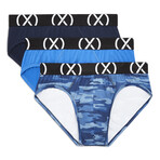 (X) Sport No-Show Brief 3-Pack // Varsity Navy + Power Blue + Tech Camo Denim (L)