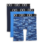 (X) Sport Boxer Brief 3-Pack // 9" // Varsity Navy + Power Blue + Tech Camo Denim (XL)