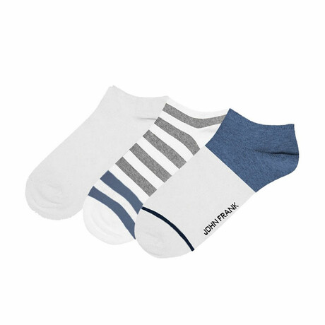Ankle Socks 3-Pack // Gray + White + Blue