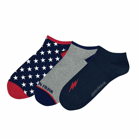 Ankle Socks 3-Pack // Navy + Gray + Red