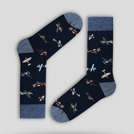 Planes Long Socks // Navy