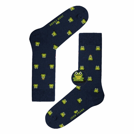 Frog Long Socks // Navy