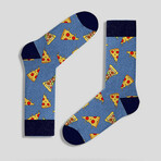 Pizza Long Socks // Blue